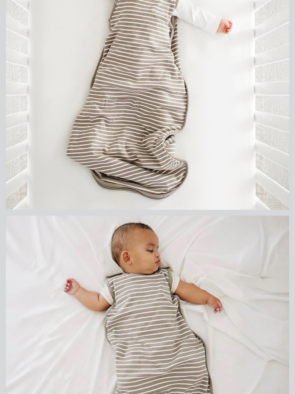 Never worn WOOLINO Striped Taupe Baby Sleep Sack